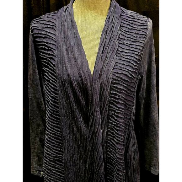 Jess & Jane Navy Mineral Wash Contrast Grooved Stitching Cardigan Jacket, SMALL - Picture 2 of 6